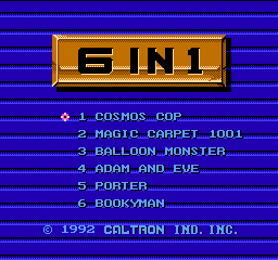 Caltron 6-in-1 title screen for NES